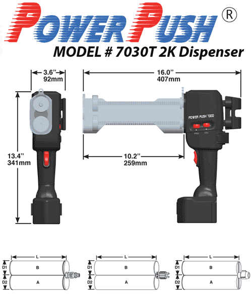 7030t Model #7030T 600ml Two Component Dispenser 300:300ml 1:1